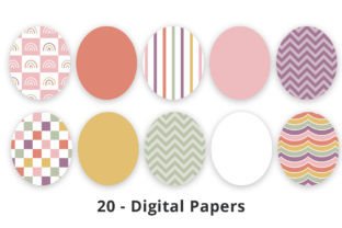 Retro Pastel Digital Backgrounds Illustration Modèles de Papier Par Lemon Paper Lab 2