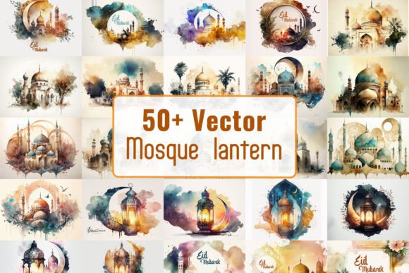 50+ Vector Art Set Islamic Masjid London Afbeelding AI Illustraties Door info.tanvirahmad