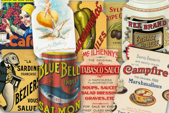 9 Vintage Food Labels Ephemera Graphic Objects By Urban Independence