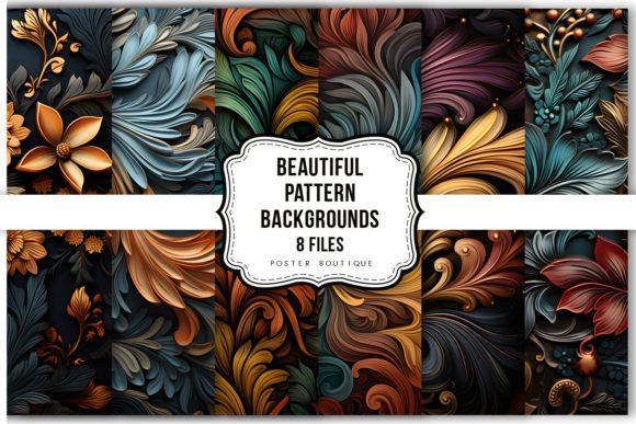 Beautiful Pattern Backgrounds Pack Grafika Ilustracje do Druku Przez Poster Boutique