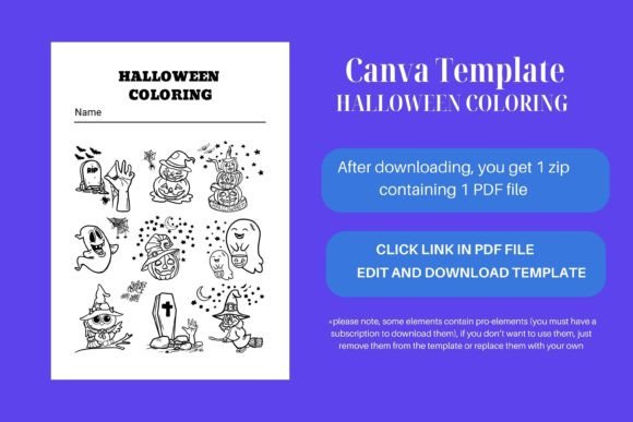 Halloween Coloring Page Canva Template Afbeelding Kleurplaten & Kleurboeken Door Art's and Patterns