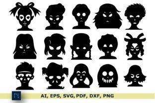 Halloween Faces Silhouette SVG Bundle Graphic 3D SVG By NGISED 1