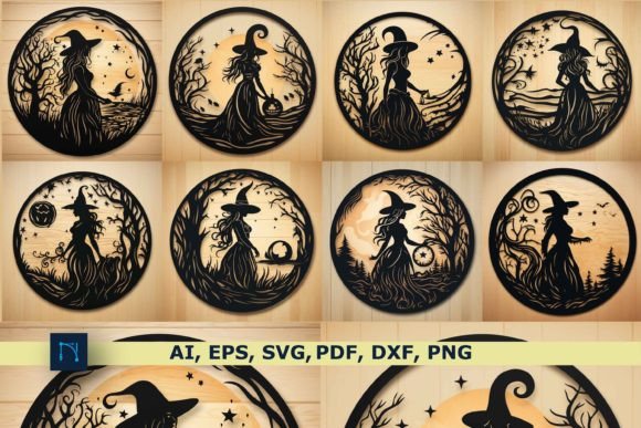 Laser Cut Halloween Witch SVG Bundle Graphic 3D SVG By NGISED