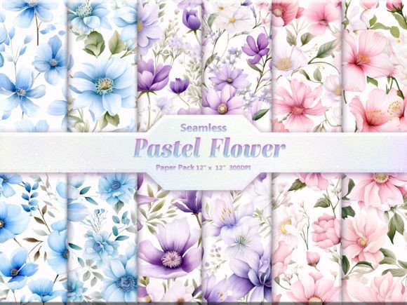 Pastel Flower Digital Paper Pack Graphic Backgrounds By DifferPP