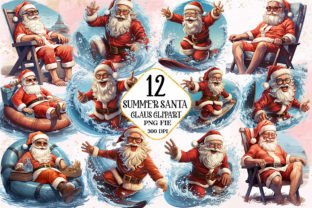 Summer Christmas Santa Claus Sublimation Illustration Illustrations Imprimables Par Ak Artwork 1