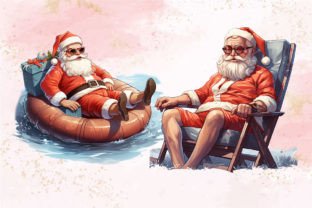 Summer Christmas Santa Claus Sublimation Illustration Illustrations Imprimables Par Ak Artwork 3