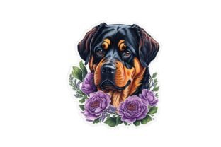 Watercolor Rottweiler Girly Sticker Vec Illustration Illustrations AI Par CraftArtStudio 3