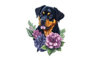 Watercolor Rottweiler Girly Sticker Vec Illustration Illustrations AI Par CraftArtStudio 4