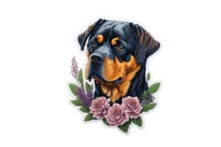 Watercolor Rottweiler Girly Sticker Vec Illustration Illustrations AI Par CraftArtStudio 6