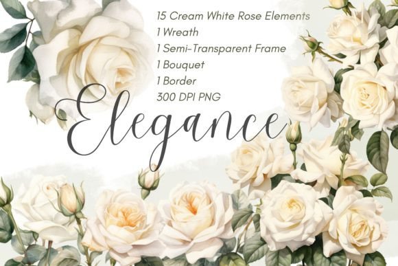 Watercolor White Roses PNG Graphic Illustrations By Layla Watercolor Art