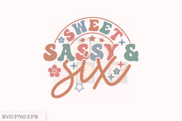 6th Birthday Girl, Sweet Sassy and Six Gráfico Diseños de Camisetas Por mh_arif