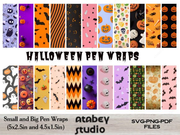 Halloween Pen Wrap Set / Epoxy Pen Wraps Graphic AI Transparent PNGs By atacanwoodbox