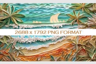 3D Paper Quillinq Beach Background Graphic Backgrounds By La Rosna 2