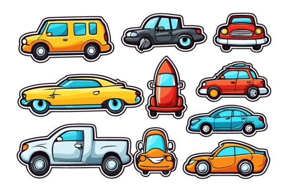 Car Stickers Bundles, Hand Drawn Car Graphic AI Illustrations By Pod Design