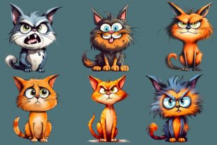 Funny Cats Clipart, Funny Cat Faces PNG Graphic Illustrations By Designs by Ira 7