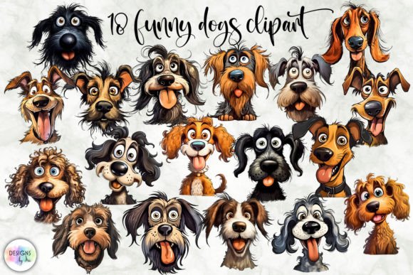 Funny Dogs Clipart | Funny Dog Faces PNG Graphic Illustrations By Designs by Ira