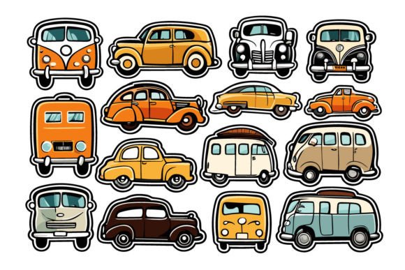 Travel Car Cartoon Stickers PNG Graphic AI Illustrations By Pod Design