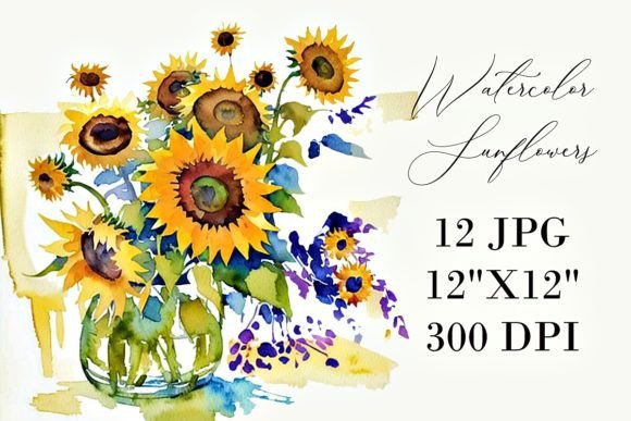 Watercolor Sunflowers Graphic Print Templates By ArtMix