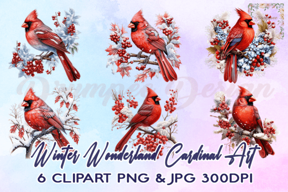 Winter Wonderland Cardinal Clipart Graphic Crafts By Drumpee Design