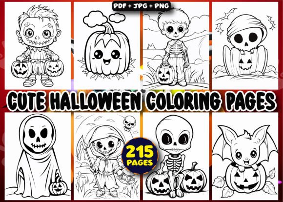 215 Cute Halloween Coloring Pages Gráfico Páginas y libros de colorear para niños Por ArT DeSiGn