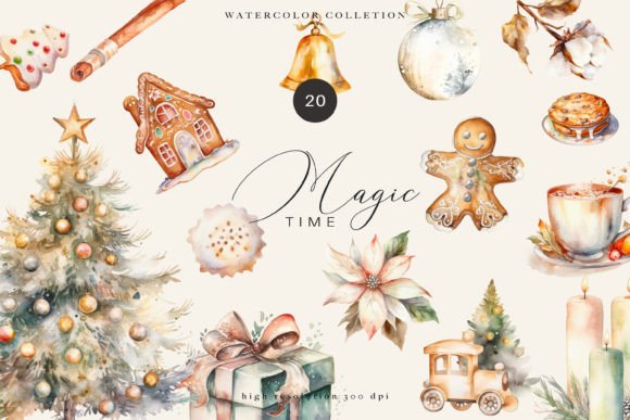 Christmas Decor Clipart Watercolor Graphic Illustrations By Patishop Art