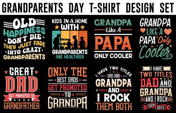 Grandparent’s Day Vintage T-shirt Set Graphic T-shirt Designs By Designs River