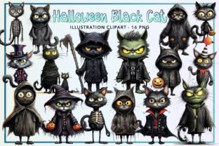 Halloween Black Cat Character Bundle Graphic Illustrations By DS.Art 1