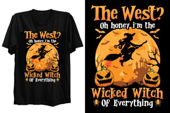 Halloween Spooky Wicked Witch T-Shirt Graphic Print Templates By MI Craft shop