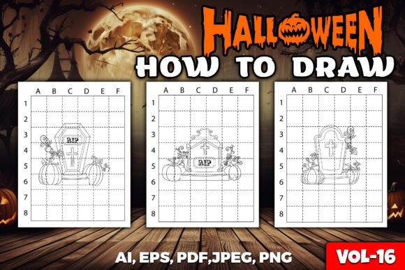 How to Draw Halloween Grave for Kids Grafik Ausmalseiten & Malbücher für Kinder Von Nipun Kundu