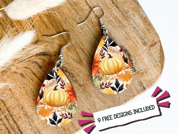 Thanksgiving Pumpkin Teardrop Earring Graphic Crafts By Hugo's Hues and Views