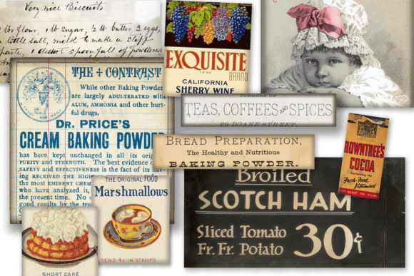 Vintage Food Ephemera Collage Graphic Objects By Urban Independence