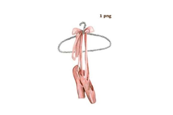 Watercolor Pointe Shoes with Ribbon Bow. Illustration Illustrations Imprimables Par ArtsByLeila