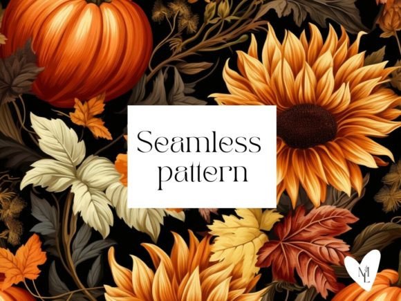 Autumn Leaves, Orange Sunflowers Graphic Patterns By MyLivart