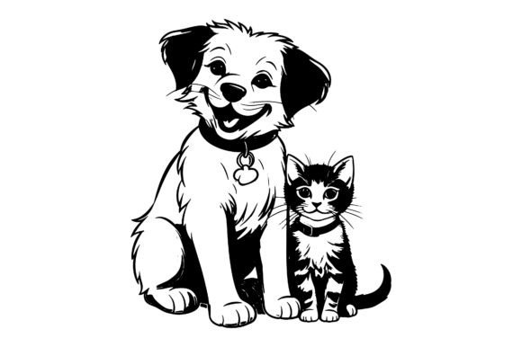 Cat Dog Silhouette Vector Graphic Grafica Creazioni Di T-Shirt Design Bundle