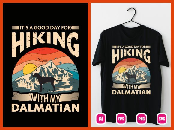 Dalmatian Hiking T-Shirt Design Graphic Graphic Templates By Uniquemart