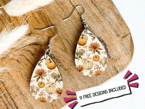 Fall Teardrop Earrings Graphic Crafts By Hugo's Hues and Views