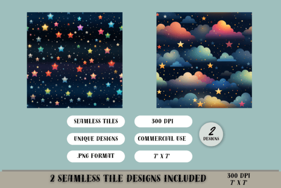 Rainbow Stars Clouds Graphic Patterns By Crystal Charmz