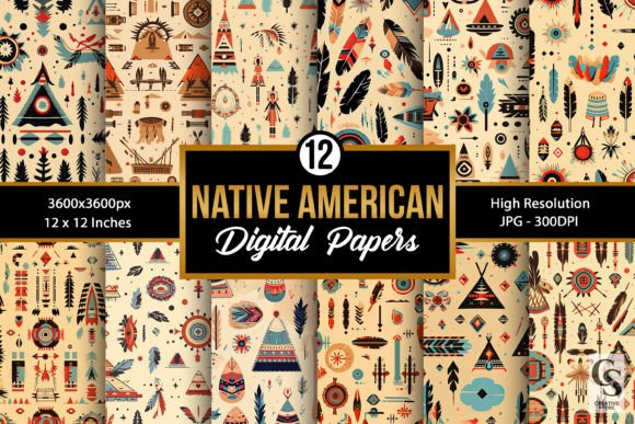 Native American Digital Paper Patterns Grafik Papier-Muster Von Creative Store