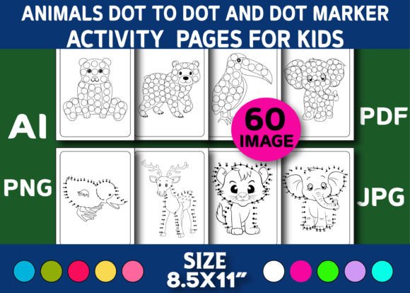 Animals Dot to Dot and Dot Marker Pages Graphic Coloring Pages & Books Kids By ArT zone