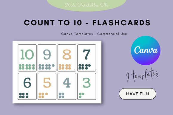 Count to 10 Flashcards Graphic K By Sprankel