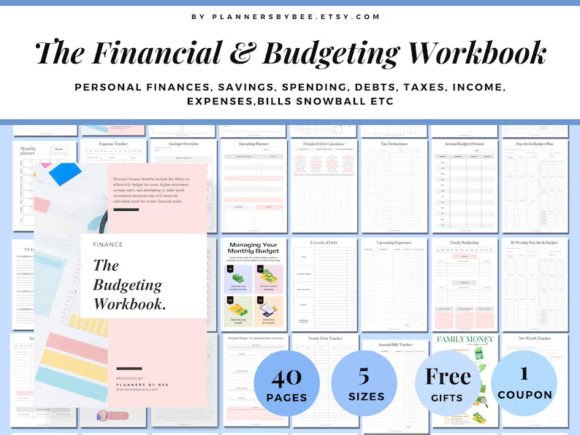 Digital Budget Planner, Finance Tracker Afbeelding Afdruk Sjablonen Door PlannersByBee