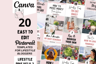 Pinterest Template Canva Lifestyle VS1,2 Graphic Social Media Templates By JillECreative 1