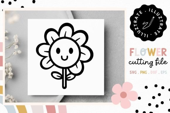 Smiley Flower SVG | Floral Cutting File Graphic Crafts By illuztrate