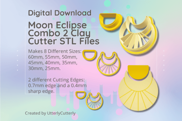 Clay Cutter STL File - Moon Eclipse Comb Graphic 3D Print STL By UtterlyCutterly