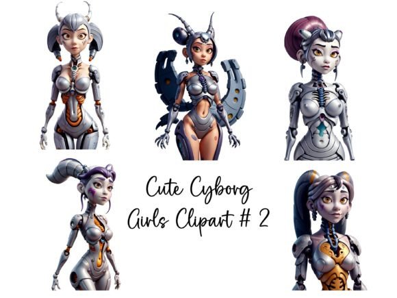 Cute Cyborg Girls # 2 Grafika Przezroczyste pliki PNG AI Przez Thomas Mayer