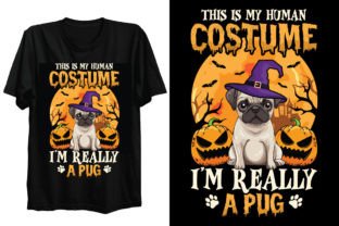 Cute Pug Wear Halloween Costume T-Shirt Graphic Print Templates By MI Craft shop 1