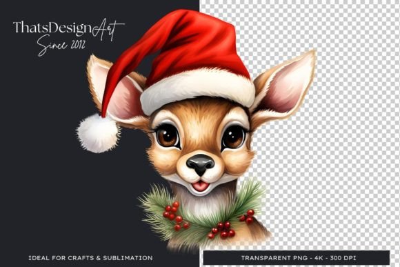 Cute Reindeer Christmas Animal Clipart Graphic Illustrations By ThatsDesignStore