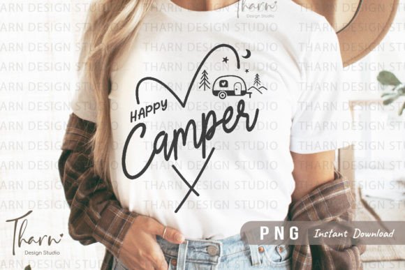 Happy Camper Camping PNG Sublimation Graphic T-shirt Designs By DSIGNS