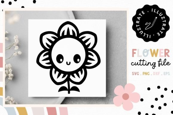 Happy Flower SVG | Flower with a Smile Graphic Crafts By illuztrate