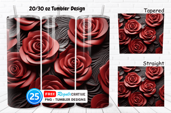Leather Red Rose Flowers 20 Oz Tumbler Graphic Illustrations By Regulrcrative